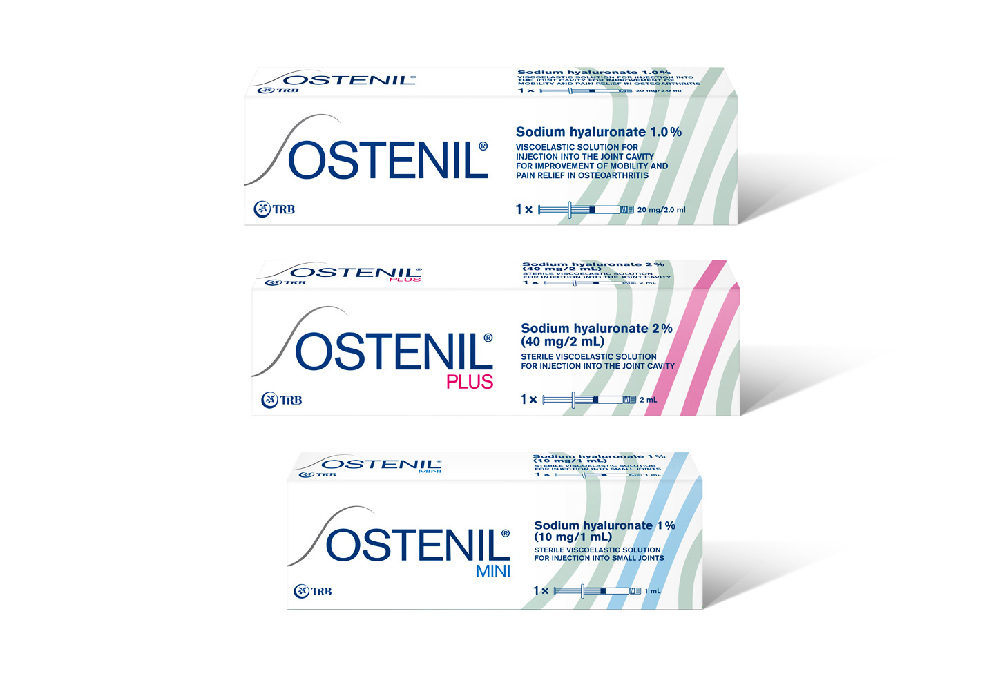 Cajas de productos médicos Ostenil para articulaciones